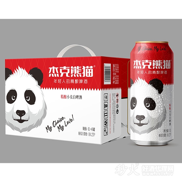 杰克熊猫精酿小麦白啤酒1Lx6罐