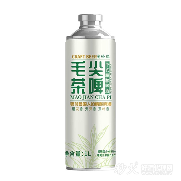 贝哈瑞毛尖茶啤中式精酿啤酒4.5度1L