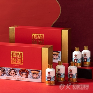 民族酱酒阖家欢聚酱香型53度100mlx5瓶