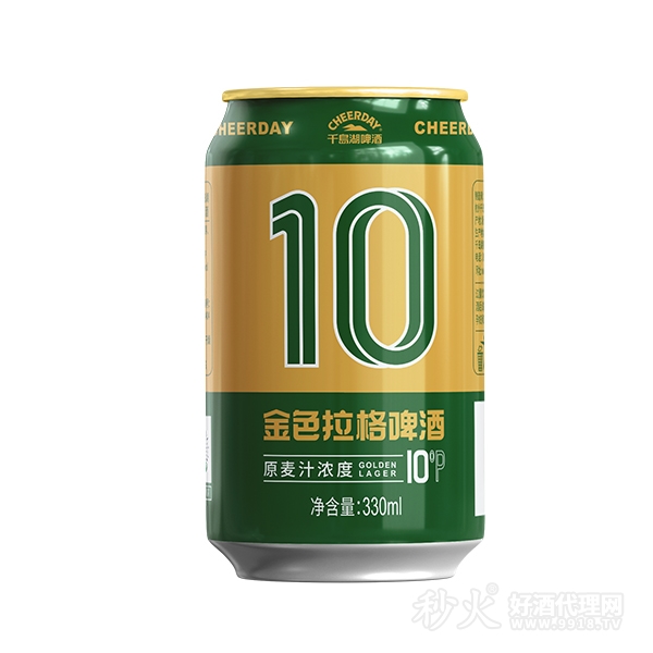 千岛湖啤酒金色拉格啤酒10度330mL