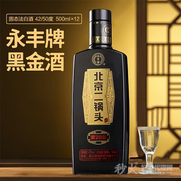 永丰牌北京二锅头黑20金酒42度500ml