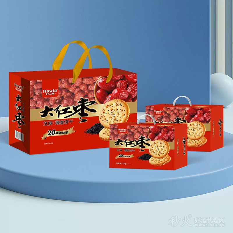 好卫来大红枣芝麻薄脆饼干750g