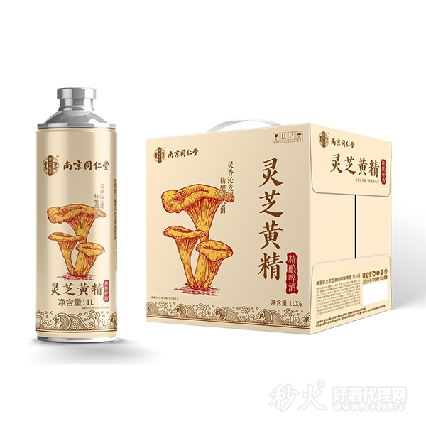 南京同仁堂灵芝黄精精酿啤酒1Lx6