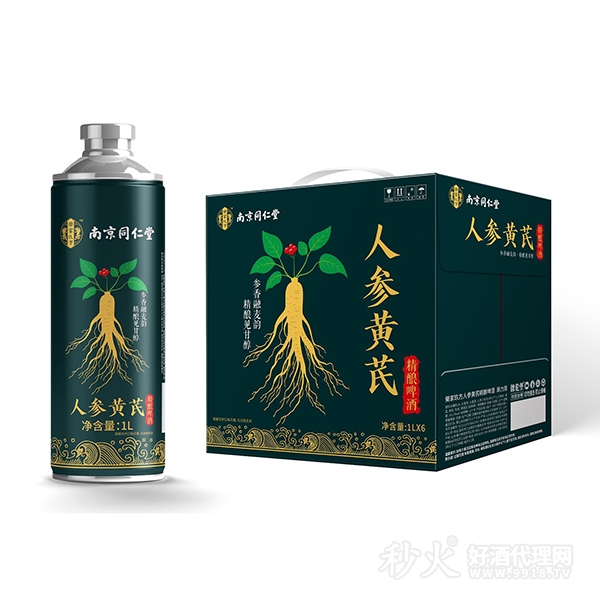 南京同仁堂人参黄芪精酿啤酒1LLx6