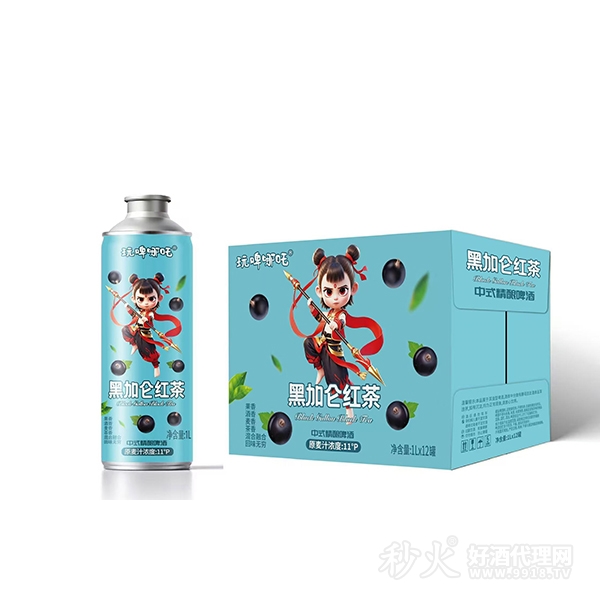 玩啤哪吒黑加仑红茶中式精酿啤酒1Lx12罐
